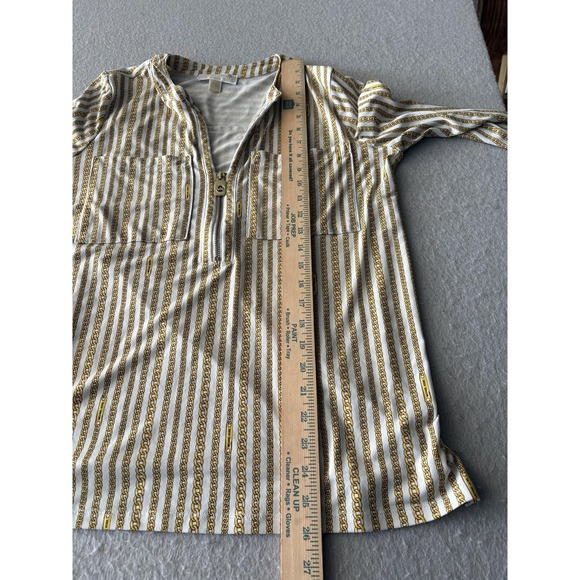 Michael Michael Kors Shirt Womens Large White Chain 1/2 Zip Long Sleeve Tunic - Picture 4 of 5